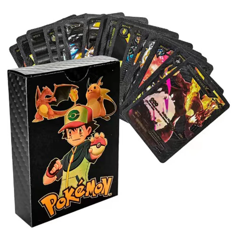 

PKM Gold Foil Card Black Dream Pet Monster Card Pixie Pocket Game English Flash Card PTCG Anime Fire-breathing Dragon Gift