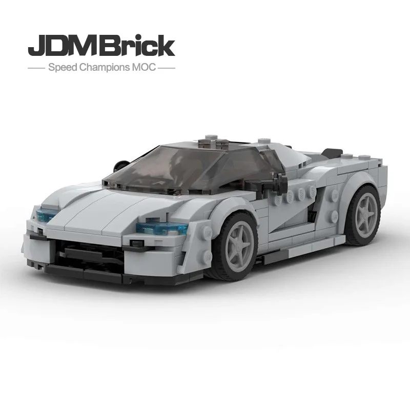 MOC-121112 Boys' Building Block Car Model Speed Series 8 Grid Car Super Handsome Sports Car Light Grey Racing Toy Gift Pack