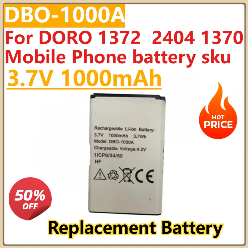 

High Quality New 3.7V 1000mAh DBO-1000A Battery For DORO 1372 2404 1370 Mobile Phone battery sku