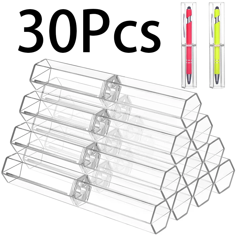 30Pcs Single Pen Case Clear Transparent Display Package Clear Plastic Pen Tubes