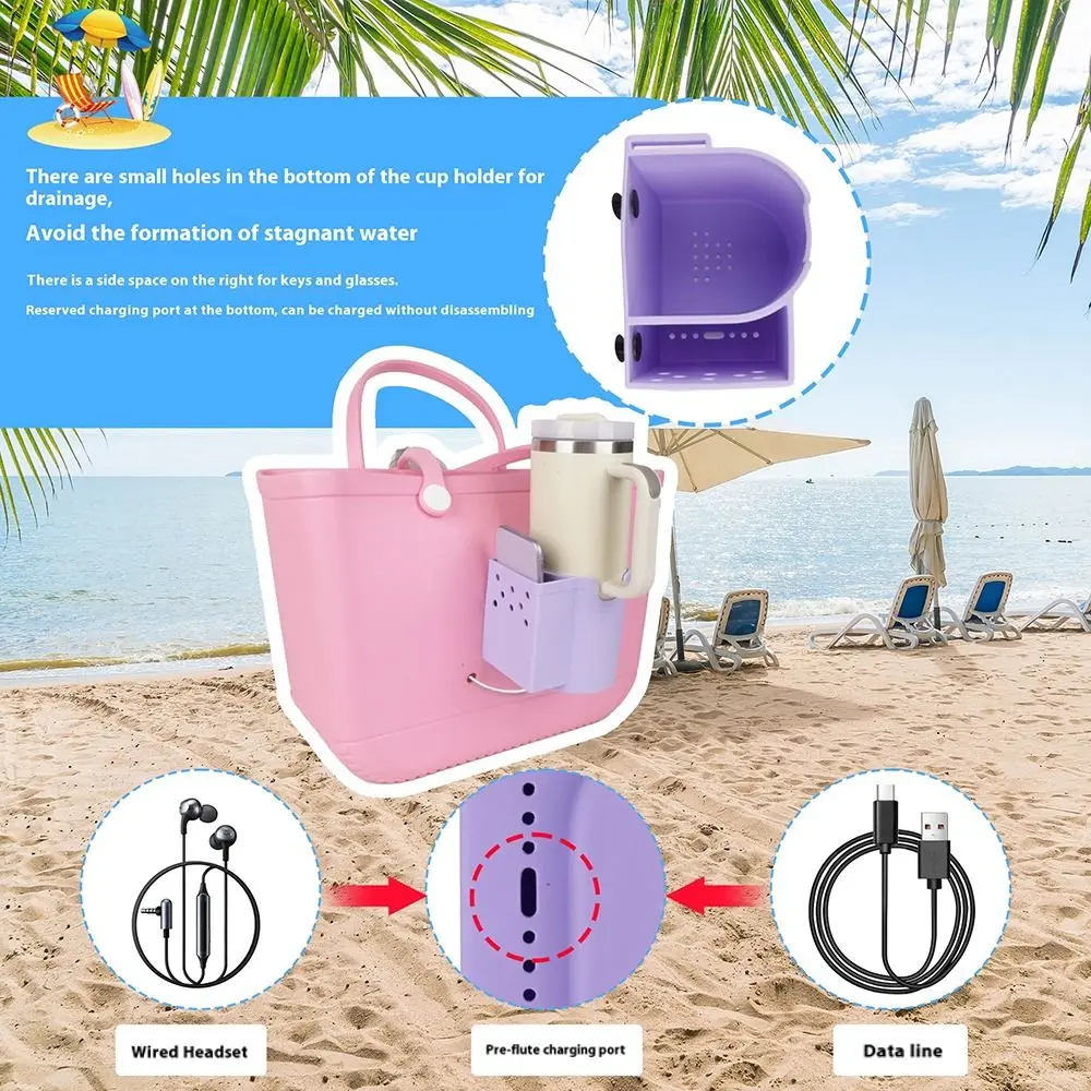 Silicone Storage Pouch New Soft Waterproof Water Cup Holder Phone Storage Organizer for Bogg Bag for Bogg Bag