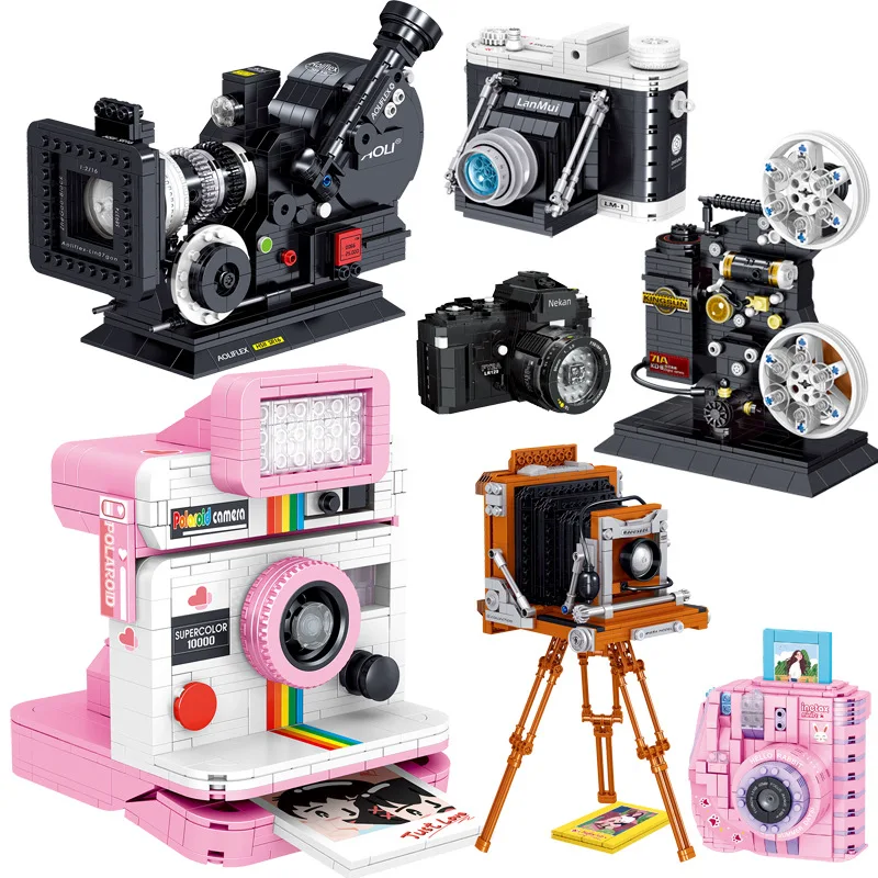 ZHEGAO Plastic Bricks Creative Retro Digital Camera Model MOC Building Blocks DIY Toy Fun New Year Gift