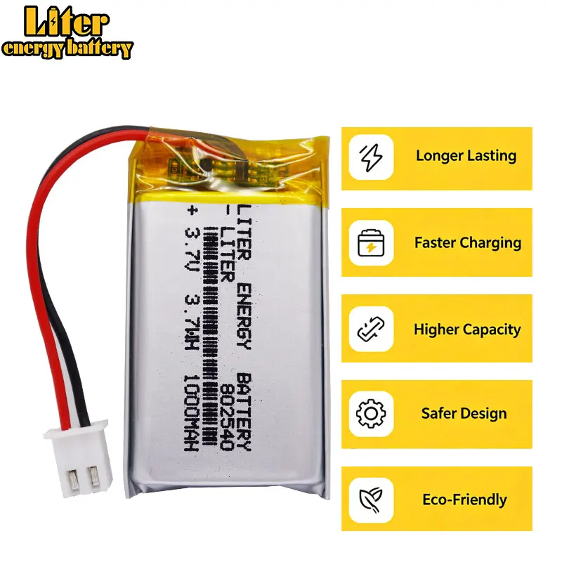 li-po XHR-2P 2.54 1000mAh 802540 3.7V lithium polymer battery 852540 scan code instrument speaker driving apparatus