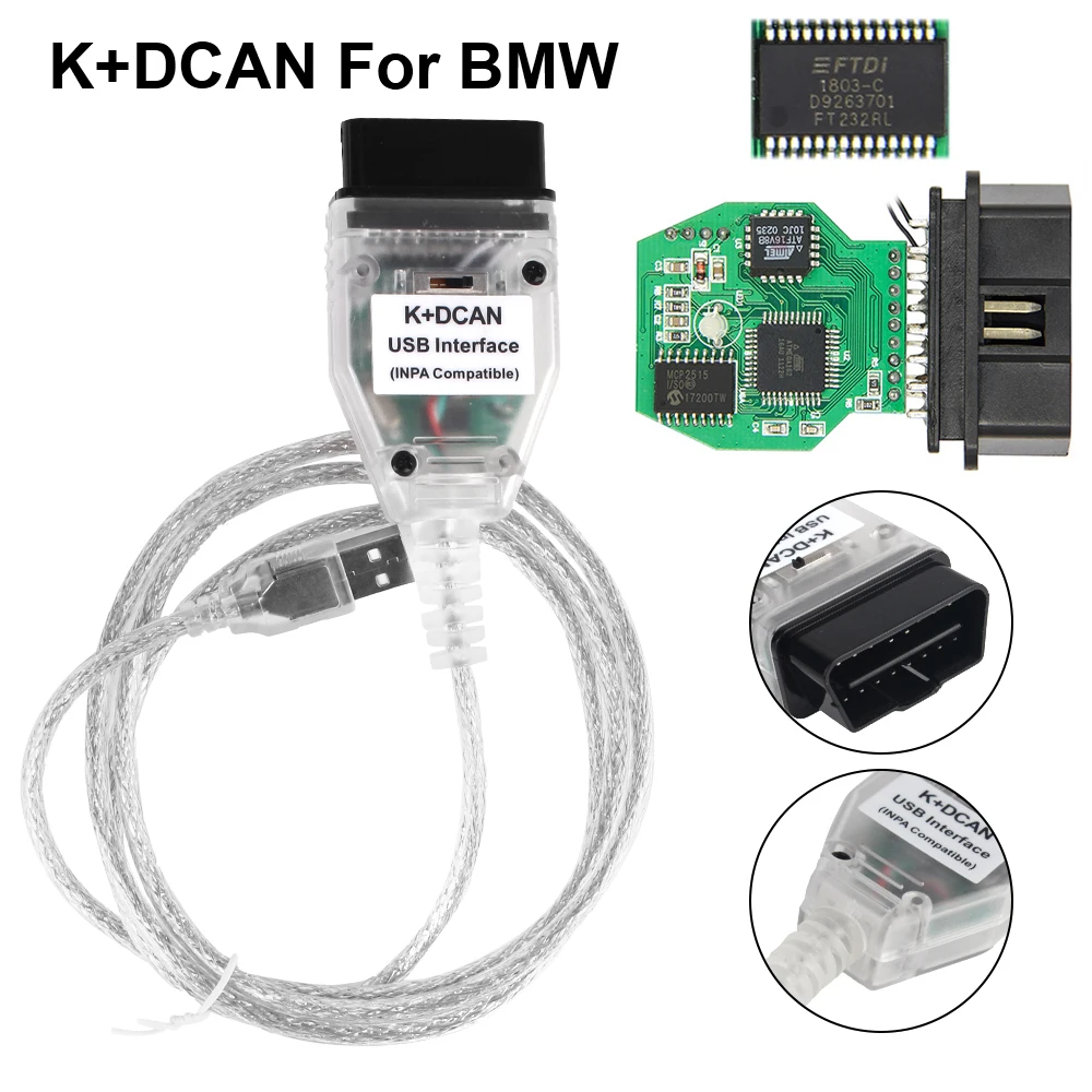 

Автомобильные аксессуары OBD II K + DCAN FT232RL для BMW, Автомобильные диагностические инструменты с переключателем OBD 2