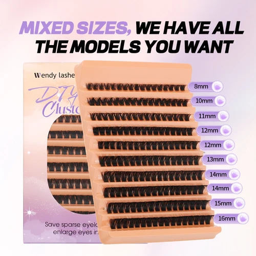 Imagen 2 del producto Wendy Lashes 60D/80D Kit de extensión de pestañas 8-16mm mezcla de pestañas y unión y pinzas pestañas de visón sintético Cilios suministros de pestañas