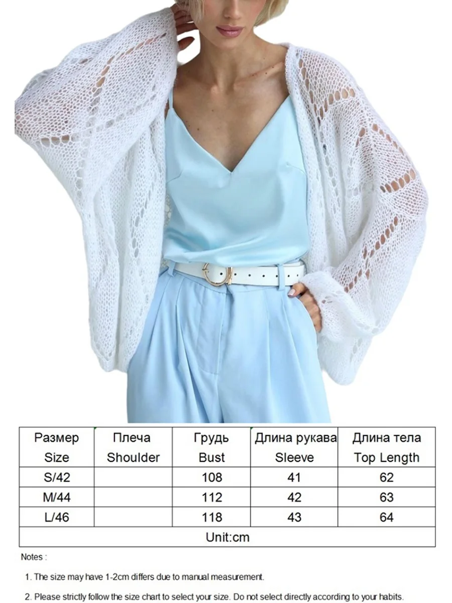 TYHRU Women\'s crochet tops Diamond pattern Hollow Out Knitted Sweaters lightweight sheer Thin see through Loose Cardigan Smock