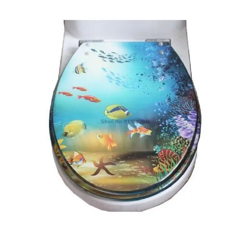 Resin toilet seat toilet cover Green leaf insects descending UVO universal thickened toilet cover stainless steel