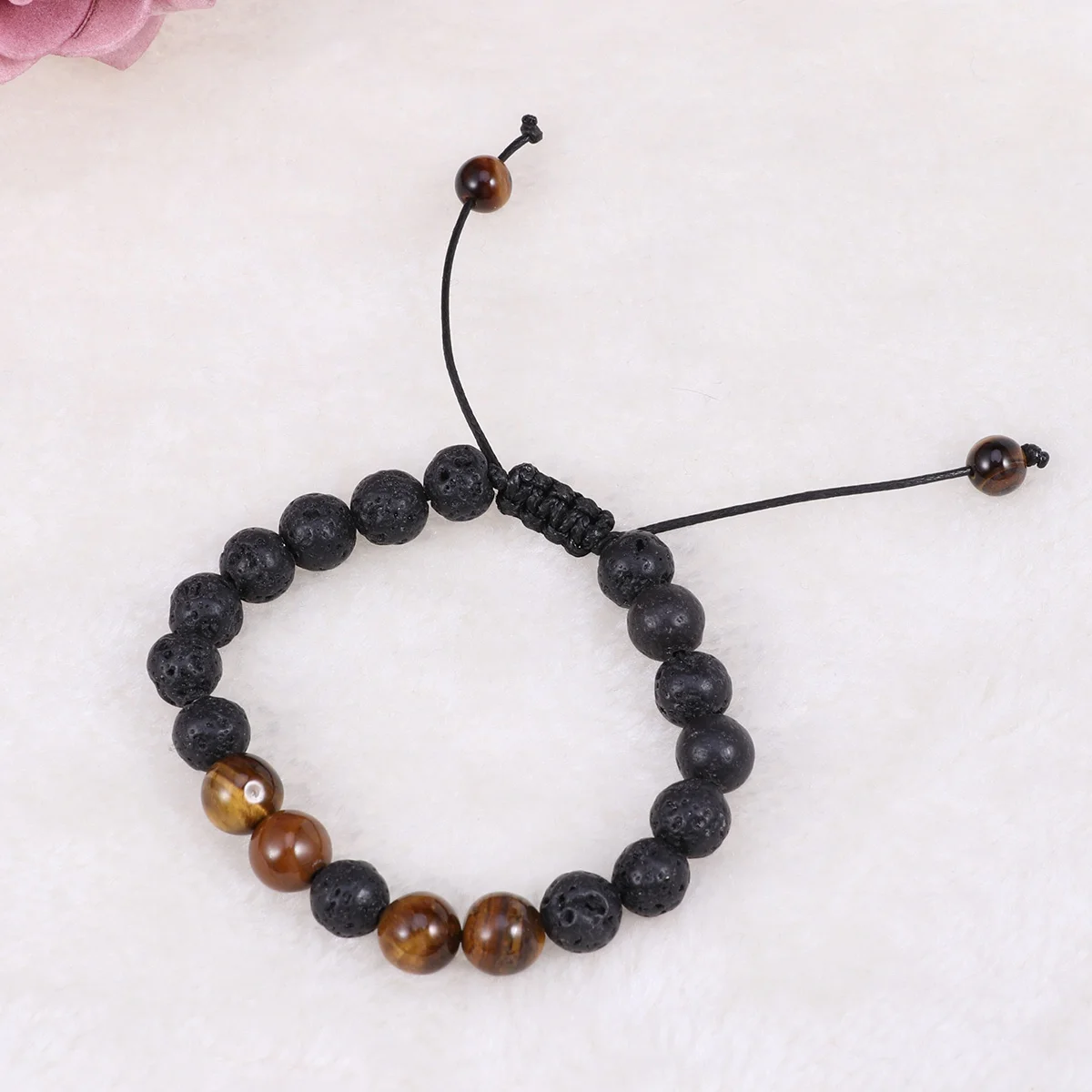 

Volcanic Stone Bracelet 8mm Agate Elastic Yoga Meditation Essential Oil Diffuser Stress Relief Unisex Gift