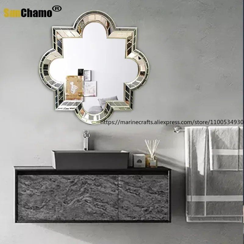 

European and American Style Modern Decorative Mirrors Vanity Set with Glass Dressing Table for Entrance Hall