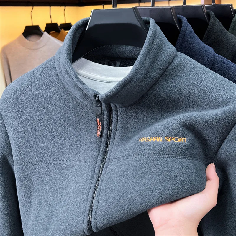 Luxury Brand Men's letter embroidered jacket fashion comfort zipper pocket design autumn winter warm stand collar casual coat
