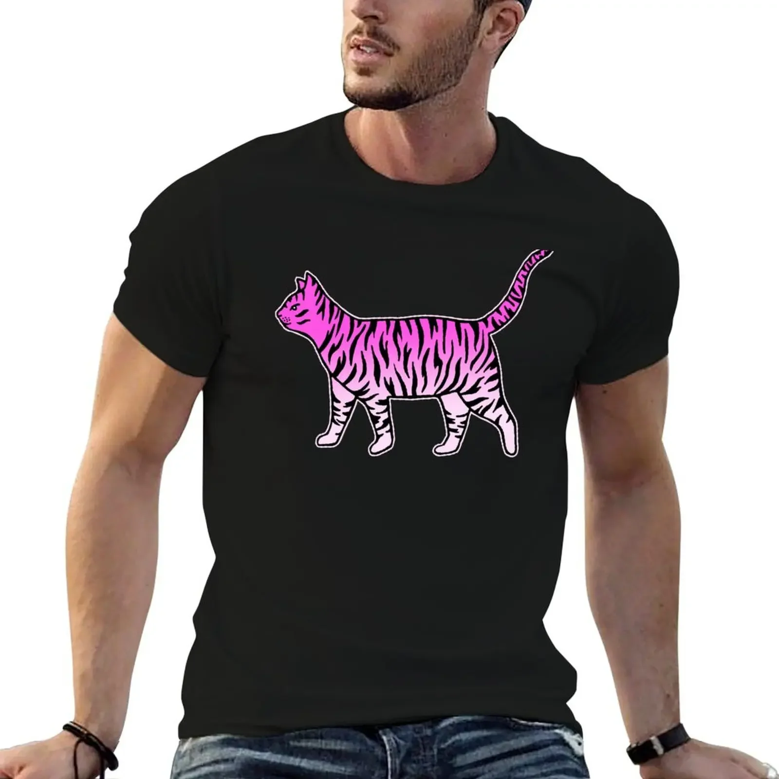 

Pink House Tiger Cat T-Shirt boys whites oversized t shirt clothes workout shirts for men