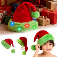 Llumination Christmas Santa Hat Red Green Plush Thickened Hat with LED Lights for Adults Kids Xmas Party Decor 2025 2026 Gift