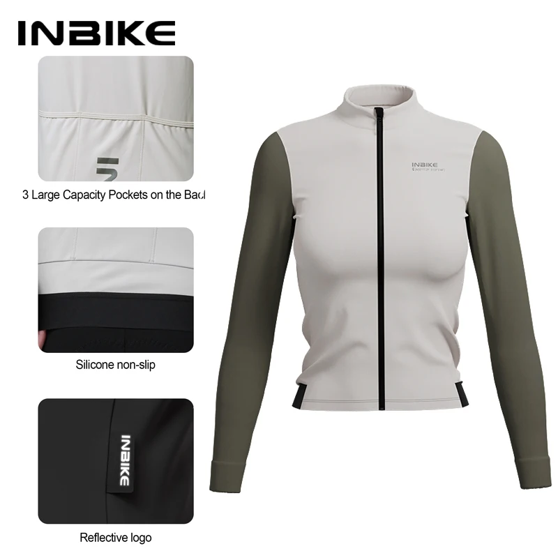 INBIKE Winter Fleece Women\'s Long Sleeve Jersey Autumn Thermal Cycling Suit Mountain Road Bike Jacket Windproof Riding Clothing