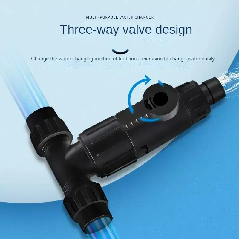 Aquarium 12/16mm Filter Barrel Water Changer 3-Way Faucet Type Water Changer Fish Tank Quick Release Valve Filter Adapter