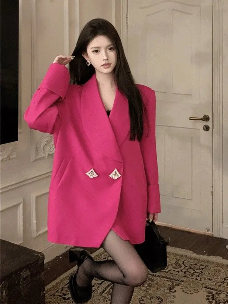 

Coat Women Korean Fashion Loosee Style Luxury Office Lady Solid Women Jacket Sweet