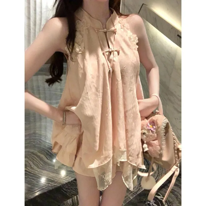 Summer New Two Piece Sets Womens Outifits Pure Desire Temperament Sweet Fresh Niche Design Tops and Short Skirt Sets