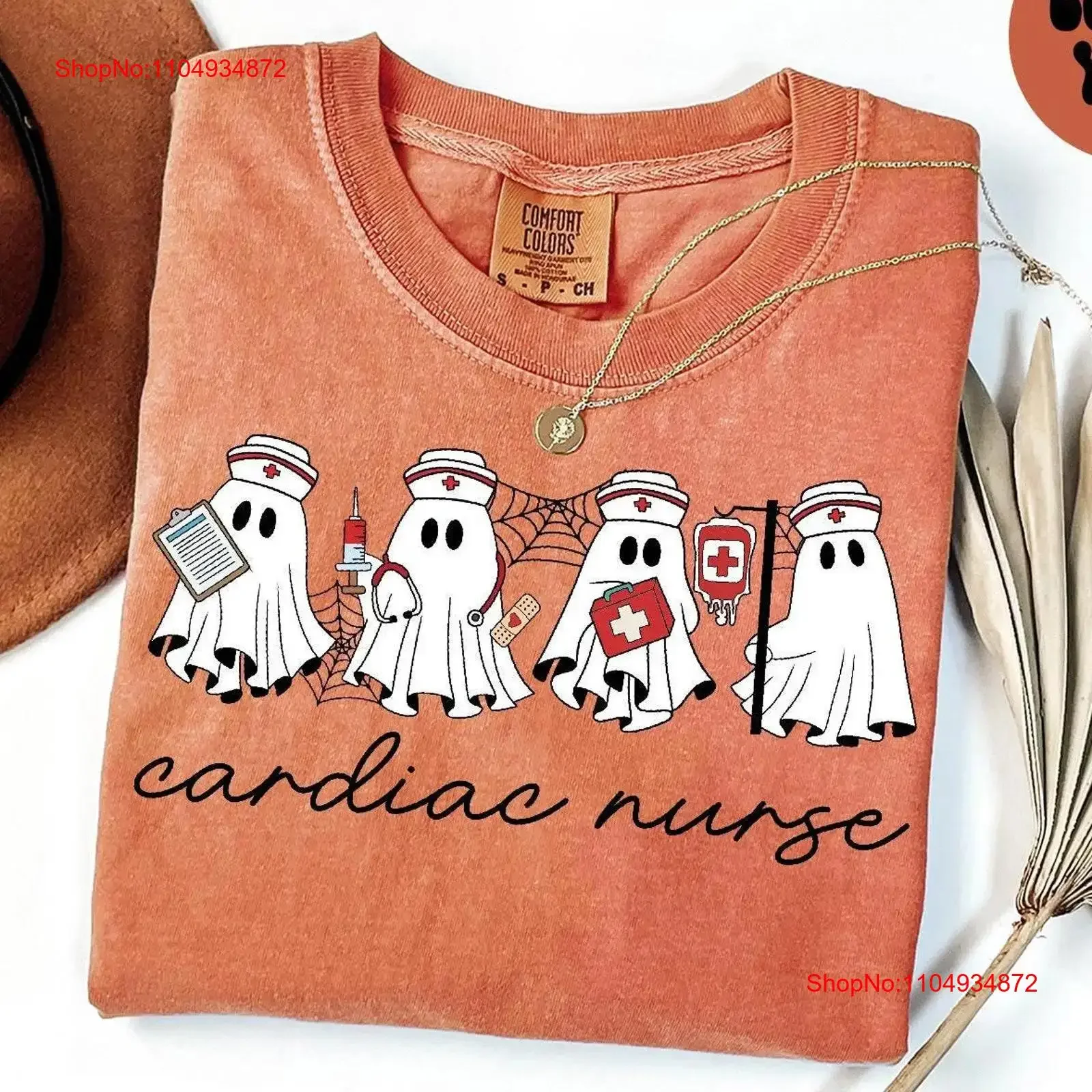 

Футболка Cardiac Nurse Halloween GhosT с круглым вырезом и круглым вырезом, винтажный потертый, слегка дышащий топ для повседневной носки, повседневная одежда