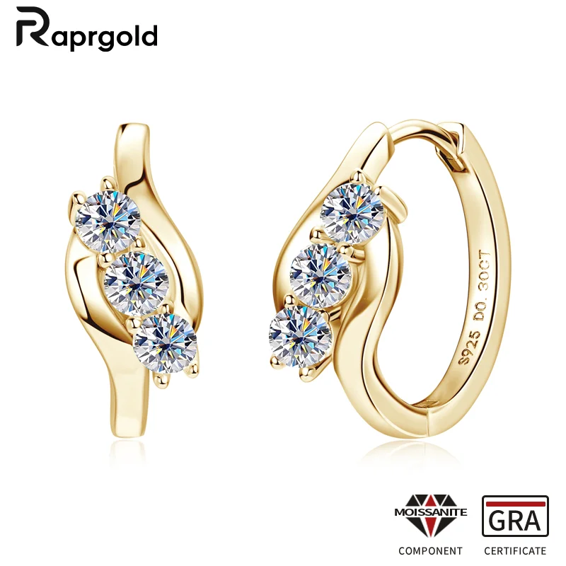 

RAPRGOLD GRA Certified 3mm Moissanite Infinity Hoop Earrings for Women Solid 925 Sterling Silver Earring Jewelry Gift Pendientes
