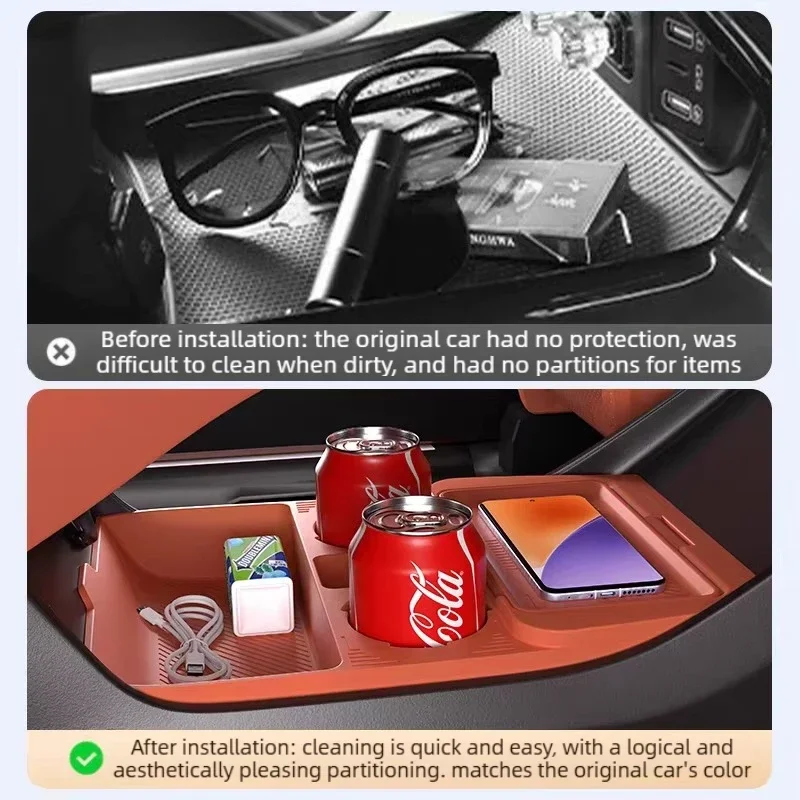 Car Center Console Lower Storage Box Silicone Partitioned Storage Dust-proof Privacy Box Tidying For Changan CS75 Plus 2025 detail image 2