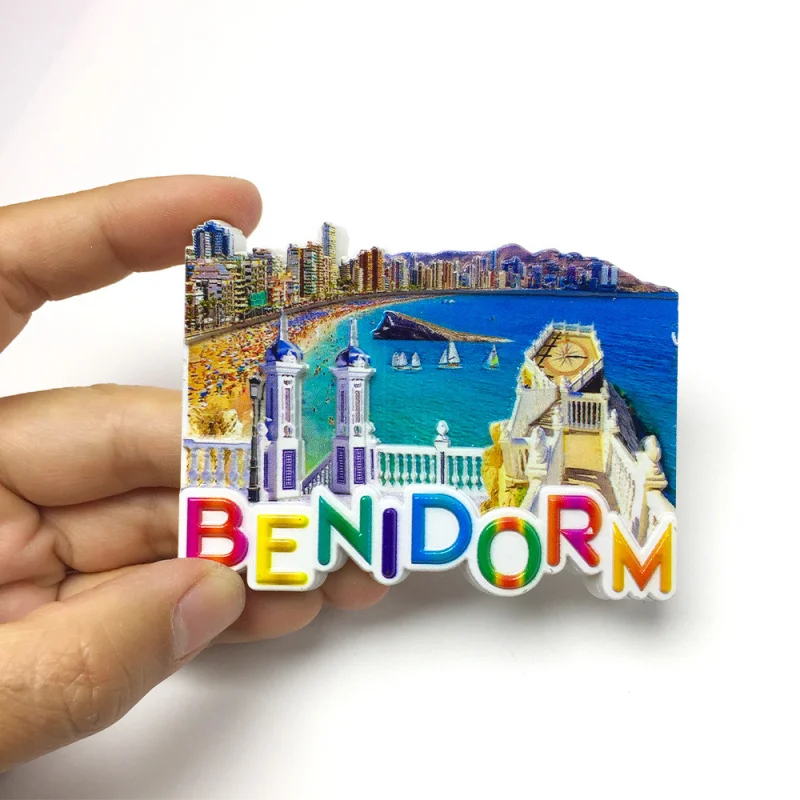 

3D Resin Spain Benidorm Cute Fridge Magnets Home Decor Room Decoration Aimants Frigo Imanes Beach Scene Small Strong Souvenir