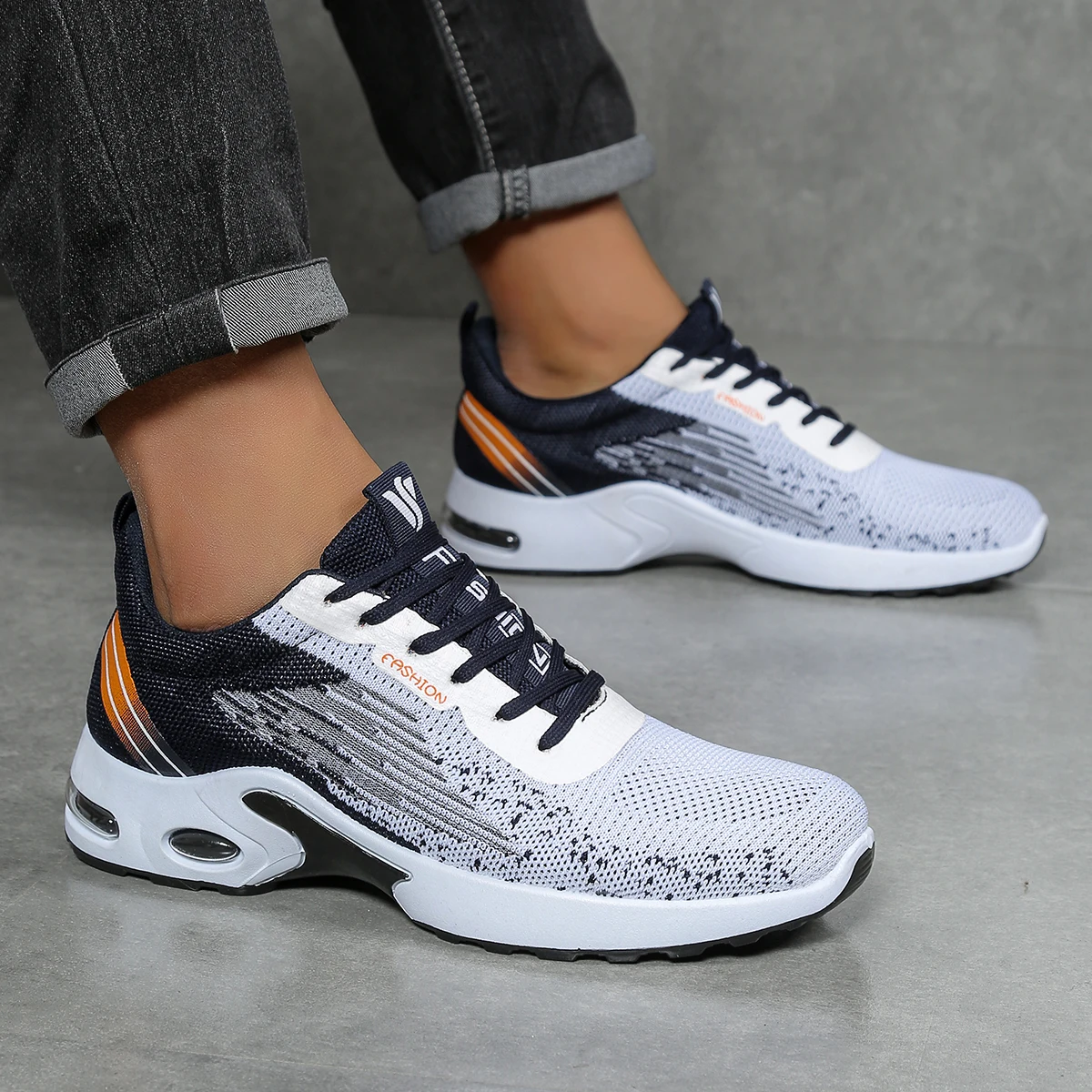 Men's Breathable Lace-Up Running Shoes, Fei-Woven Mesh Casual Shoes, Comfortable Air-Cushioned Men's Shoes, Free Shipping Shoe