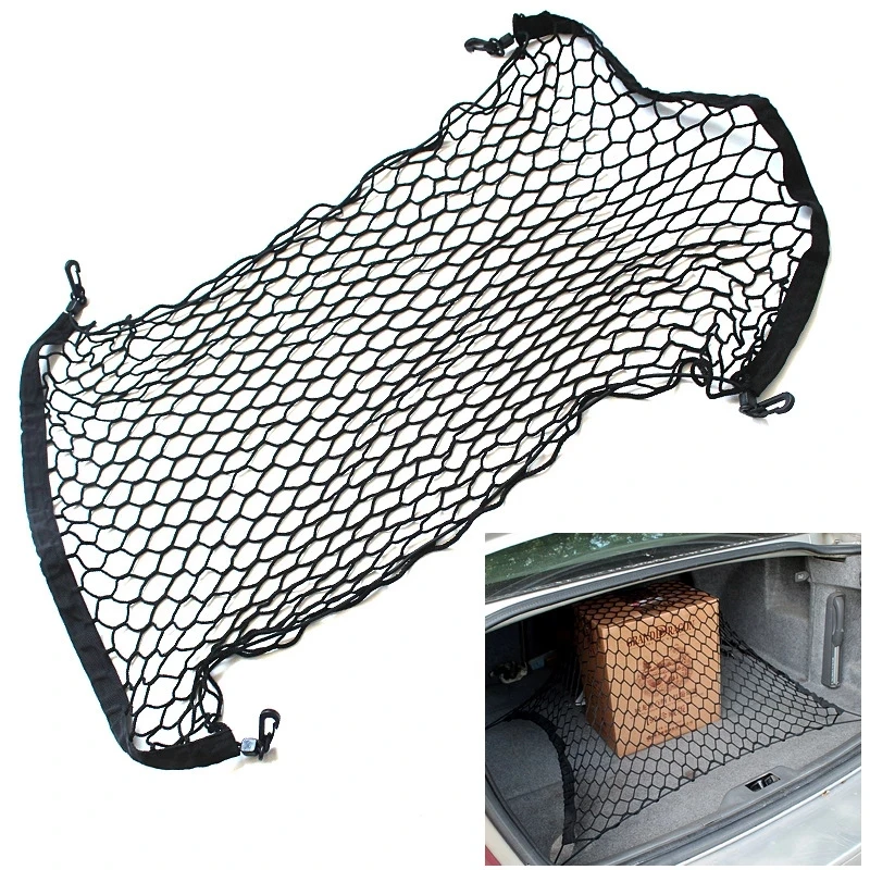 for Audi Q7 4L 2007~2015 Car Trunk Back Rear Trunk Luggage Storage Cargo Organiser Hooks Nylon Elastic Mesh Net Car Accessories