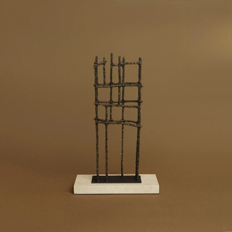 Cast mark space, creative metal geometric art travertine ornament