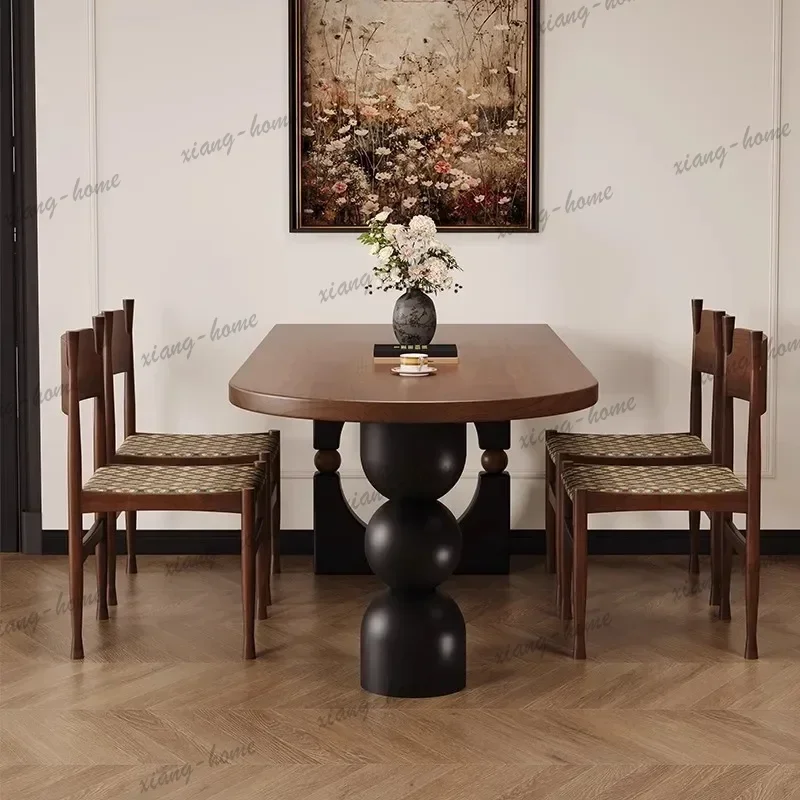 YJ Smooth Sophisticated Metal Rectangular Dining Table Adjustable Stylish Strong Refined Dining Table Table Maison Room Furnitur