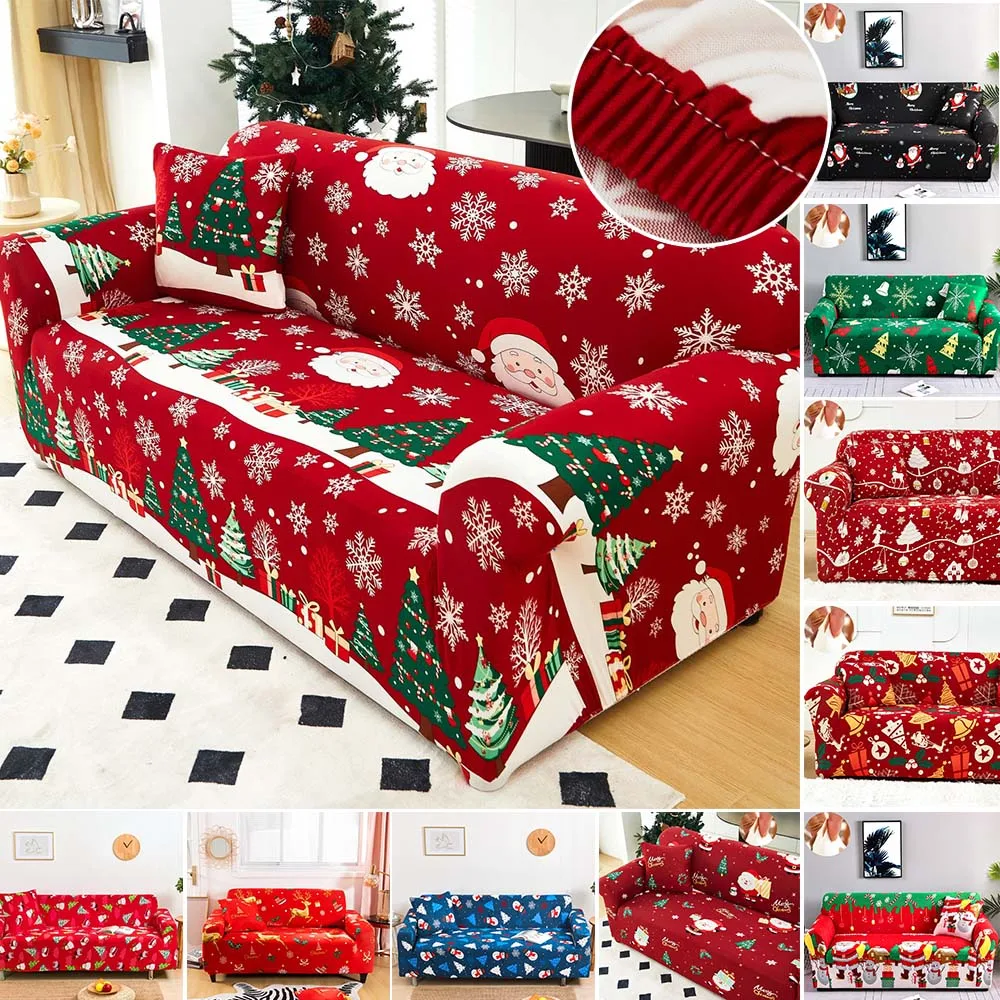 

Christmas Full-Wrap European Elastic Sofa Cover Floral Printing 1/2/3/4 Seater Couch Slipcover for Living Room כיסוי ספה 소파커버