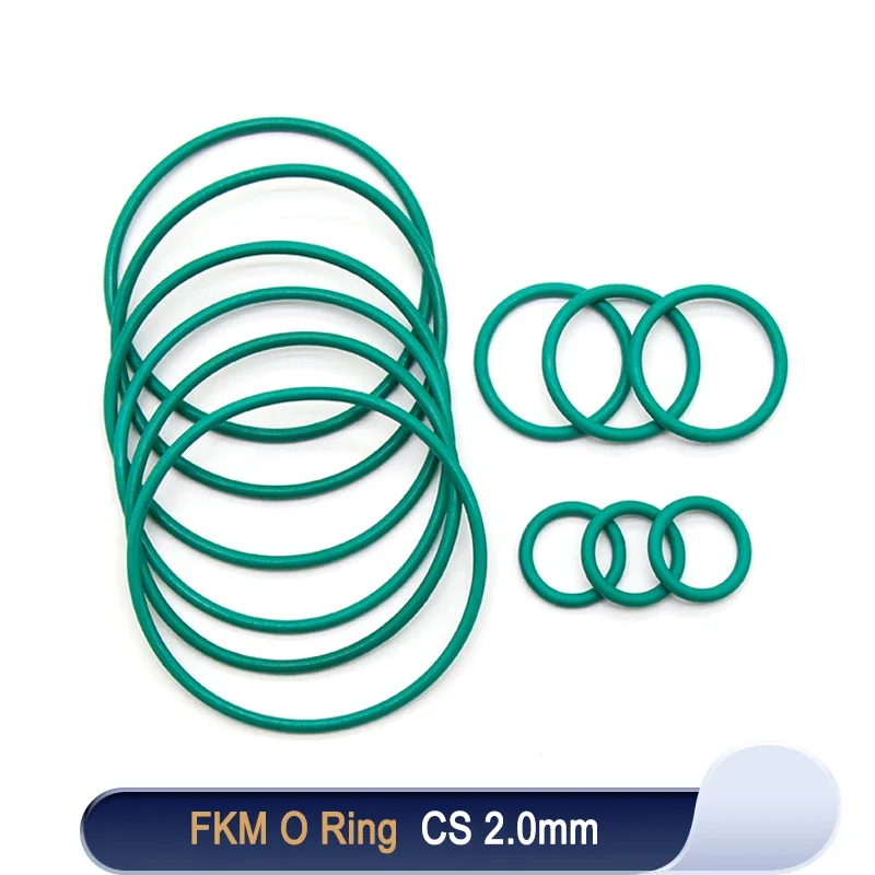 

10/50pcs FKM O Ring Sealing Gasket CS 2mm OD 5~100mm Insulation Oil Resistant High Temperature Resistance Fluorine Rubber O-Ring