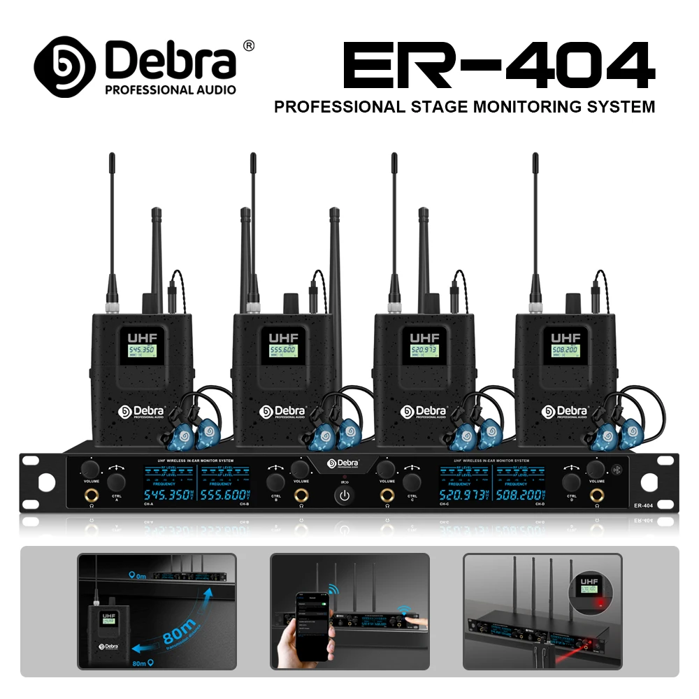 

Профессиональная система мониторинга в ушах Debra ER-404, Bluetooth 5.0, инфракрасное сопряжение, с несколькими приемниками, для свадеб