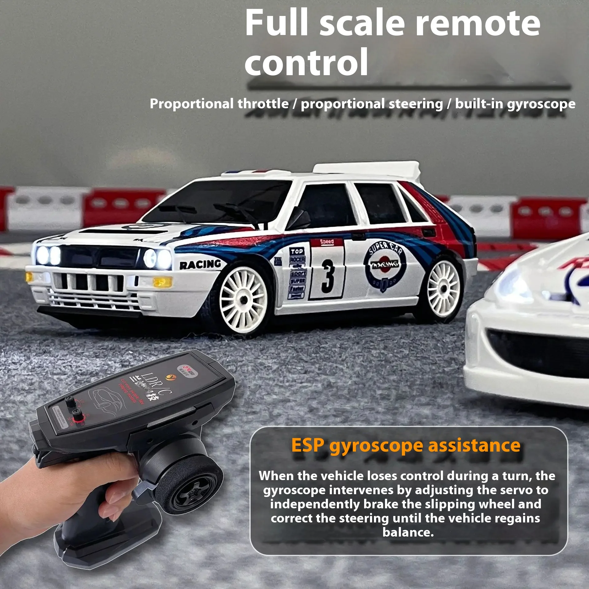 Nuovo Lancia 2802Pro scala 1:28 telecomando auto da corsa giocattolo simulazione modello giroscopico alla deriva per bambini e adulti giocattolo