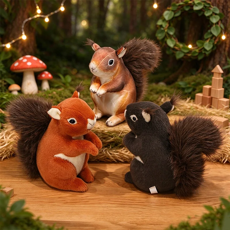 Imitation Cute Squirrel Plush Toy Animal Soft Squirrel Plushie Home Decor Birthday Gift for Kids 20cm Simulation Squirrel Doll