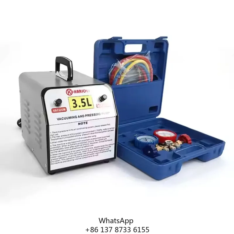 Single Stage Rotary Vacuum Pump Electronic Air Conditioning Tool For Vehicle AC Compatible R410a/R134a/R22/R404 Refrigerants