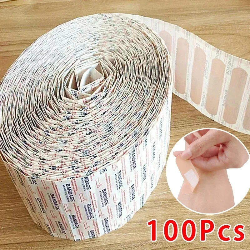 50/100Pcs Waterproof Breathable Cushion Adhesive Plaster Wound Hemostasis Sticker Band First Aid Medical Gauze Bandage Band,aids