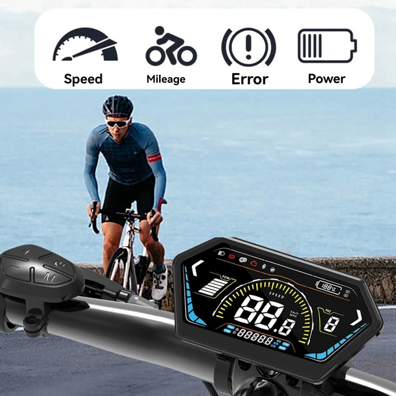 UKS6 Electric Scooter LCD Meter Color Screen 24V-72V Electric Bicycle Dashboard E-Bike Smart Display Waterproof 5PIN