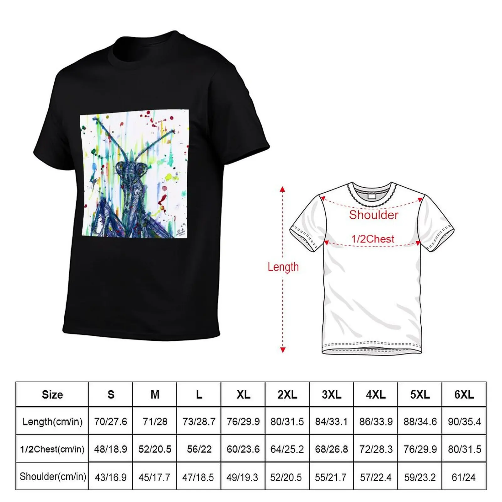 PRAYING MANTIS watercolor and ink portrait.2 T-Shirt man tshirt man t shirts for men casual t shirts for man pack white T-Shirt
