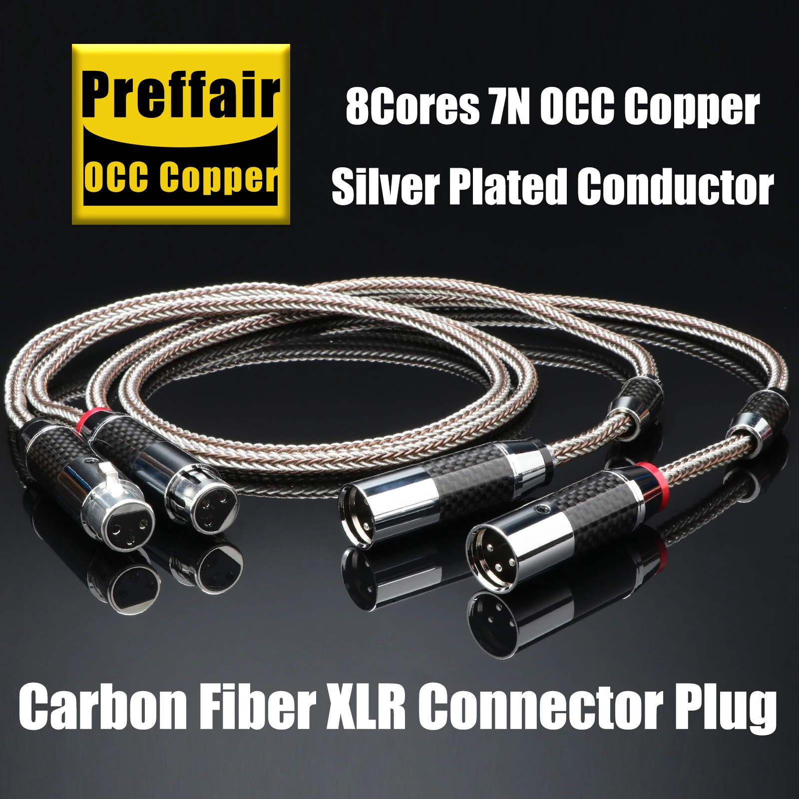 Hi-End OCC + Sterling Silver Blended HIFI Balanced Cable 16 Strands XLR Male to Female 3Pin Jack Extension Cable For Microphone