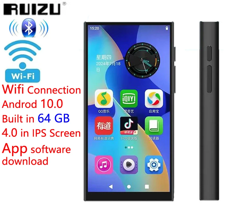 RUIZU Z90 WiFi Android MP3 Player Bluetooth Music Video Player With Speaker Touch Screen Walkman Support APP Download FM Radio