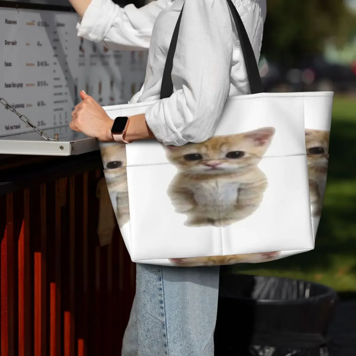 

El Gato Standing Cat Meme Beach Tote Bag Sport Gym Yoga Duffle Large Tote Bag Women Travel Bag Fitness bag