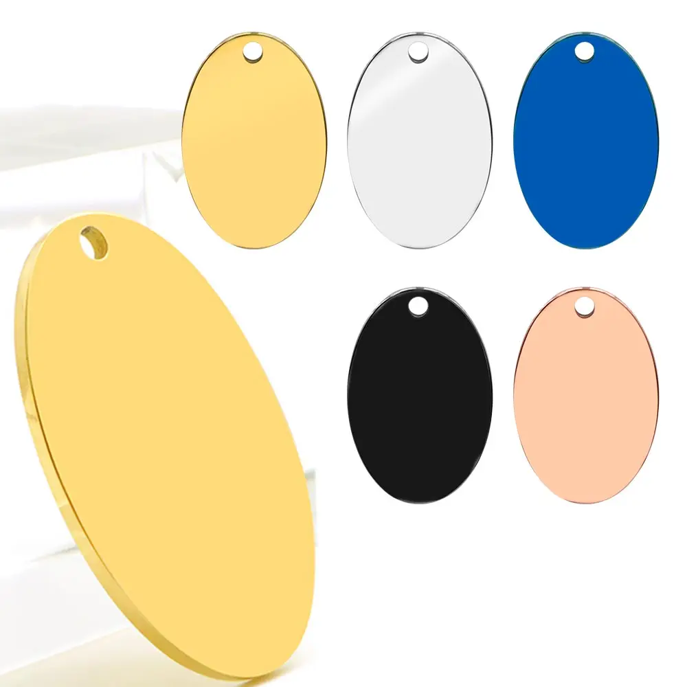 20PCS Dog ID Tag Pet Collar Accessories Name Mirror Polished Blank Charm Round Different Size Stainless Steel Identity Tag