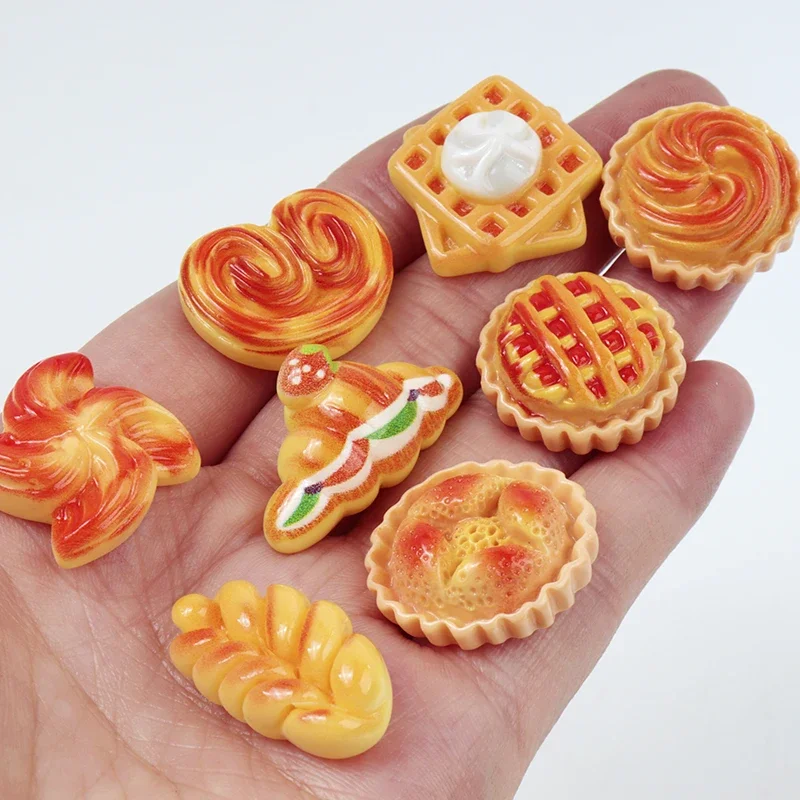 10/100pcs Bread Pizza Kawaii Resin Craft DIY Accessories Scrapbook Material Parts Flatback Cabochon Embellishments Planar Charms