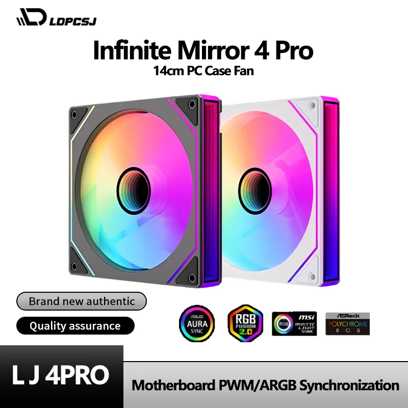 

LDPCSJ PRISM 4PRO Вентилятор для корпуса компьютера 14 см ARGB 4-контактный ШИМ Тихий охлаждающий вентилятор 12 В Большой объем воздуха 61,5 куб. футов/мин/650-1800 об/мин