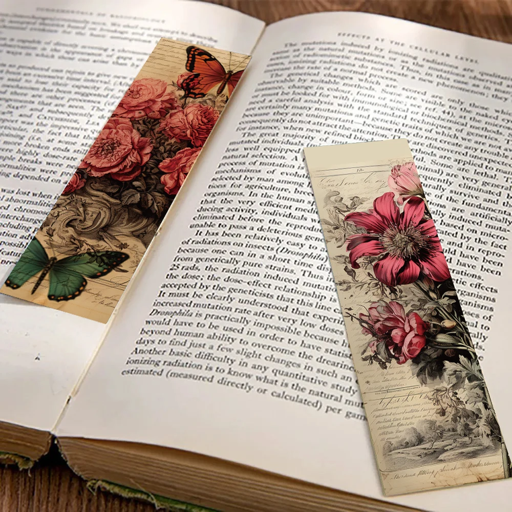 30/60PCS Retro Butterfly Bookmark Reading Cartoon Printing Decoration Landscape Bar Durable  Creative Photography Bookmark