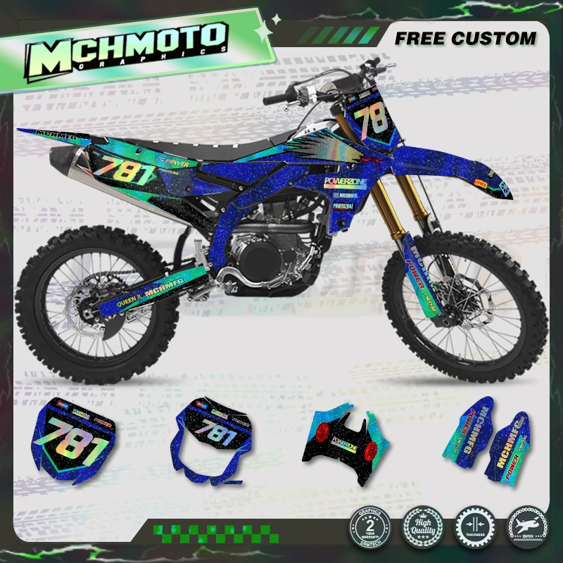 MCHMFG MOTO Hologram Chrome Bike Sticker Kit for Yamaha YZF250 2019 to 2023YZF450 2018 to 2022WRF450 19to22WRF250 20 to23 Decals