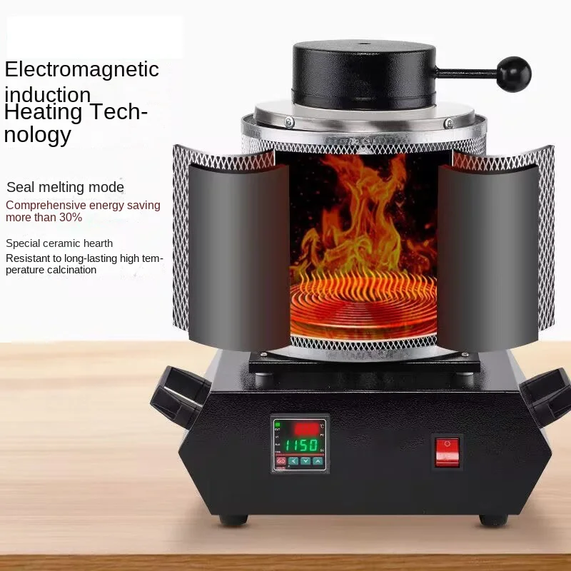 Gold Smelting Furnace Machine 3KG Digital Metal Smelting Furnace Portable Metal Silver Jewelry Casting Tool 1500W 1150 ℃