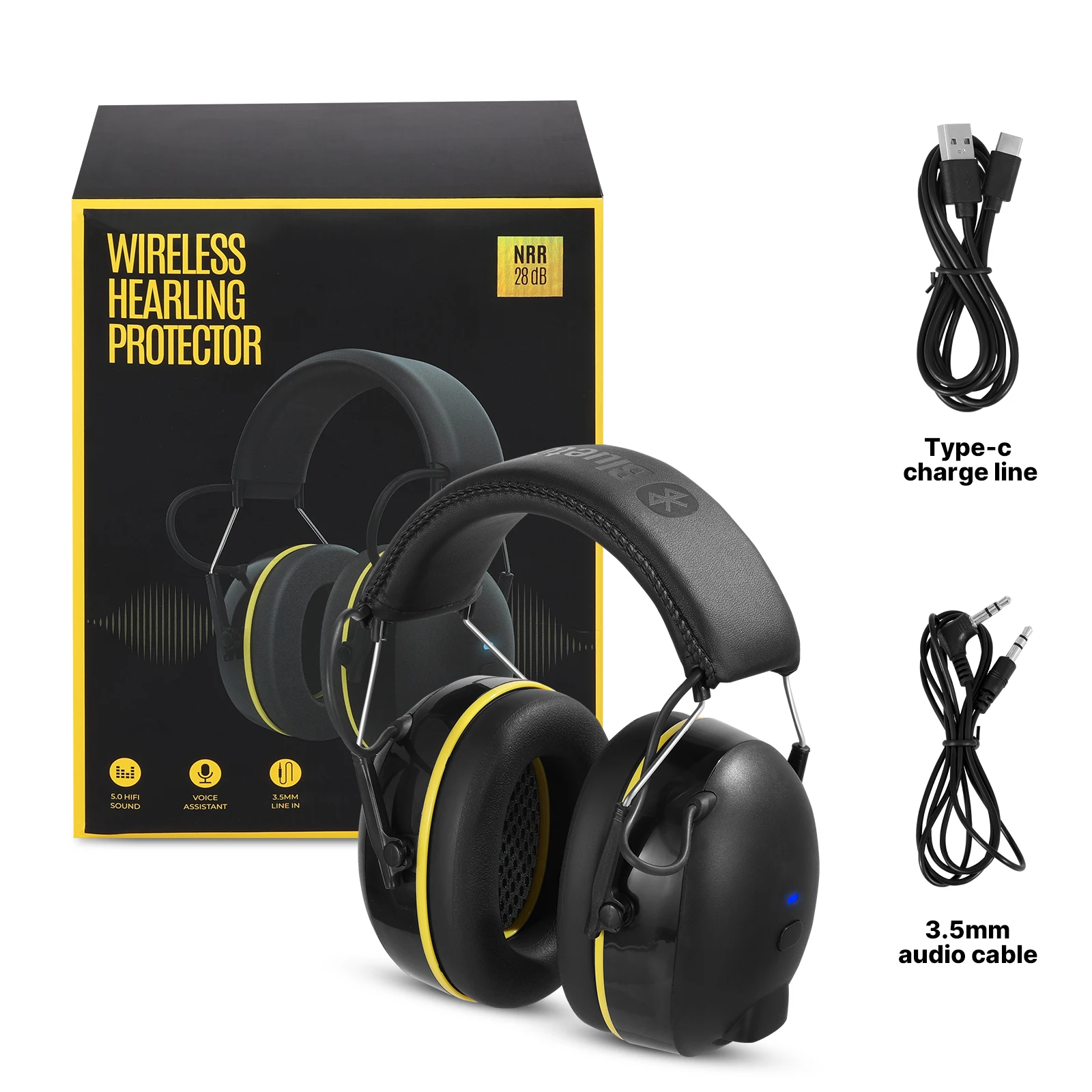 Protège-oreilles Bluetooth 28dB NRR, protection auditive pour le tir, connexion avec la technologie Bluetooth, pour les ateliers de Construction