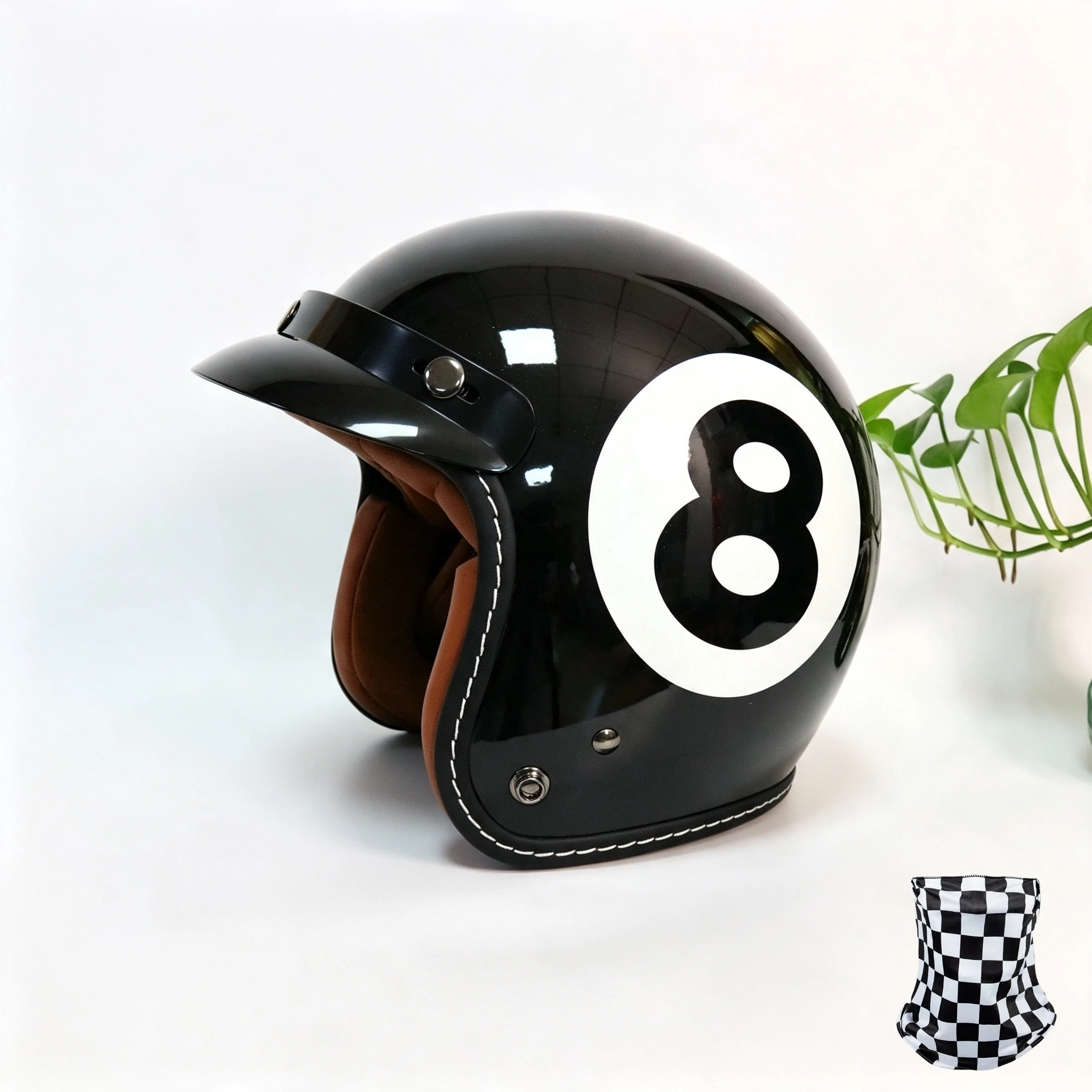 Motorcycle retro three-quarters helmet small helmet classic retro lightweight electric scooter riding helmet for men and women