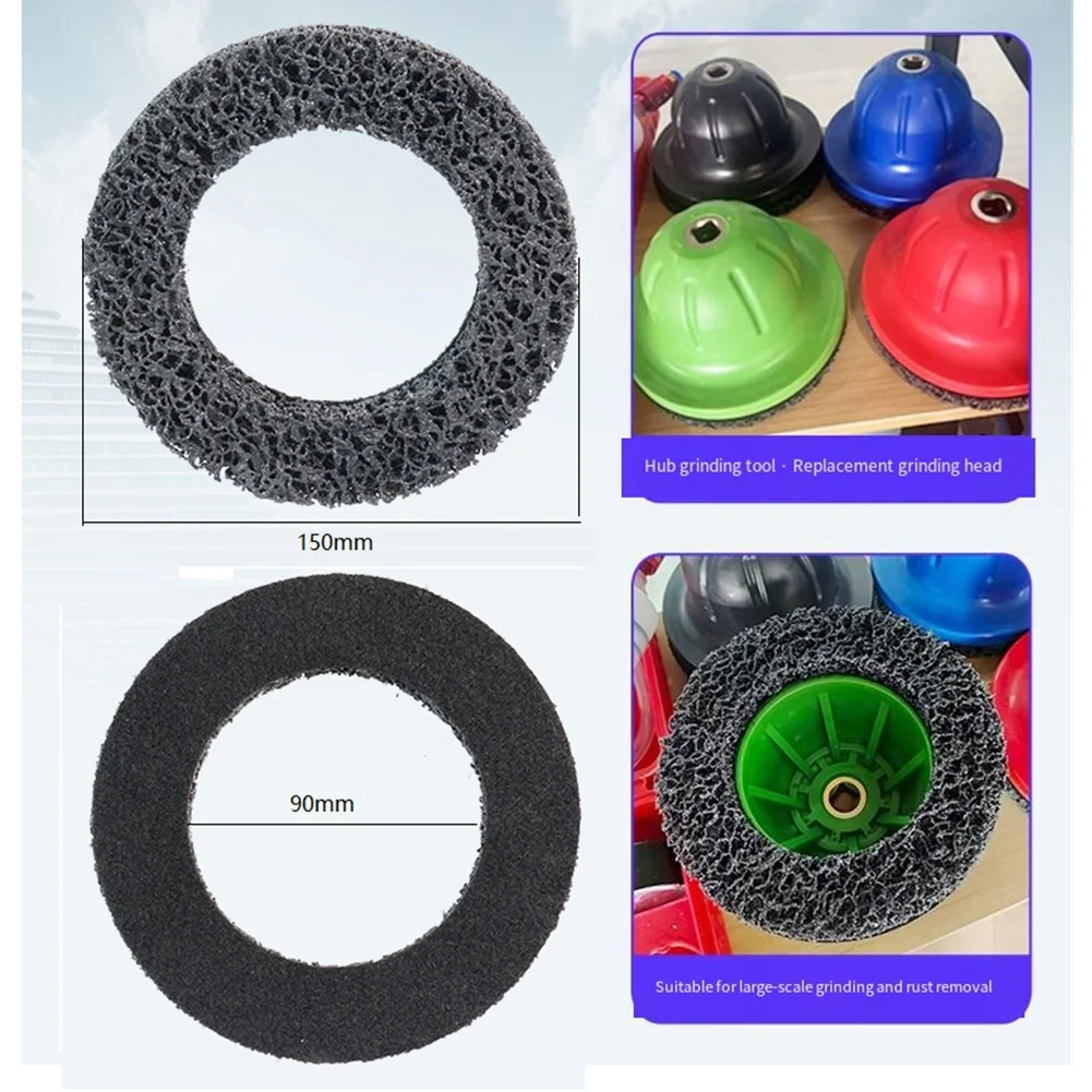 828 Mega Oferta, Paquete de 2 Discos de Repuesto de 6 Pulgadas para Herramienta de Limpieza de Bujes, Disco de Limpieza y Reacondicionamiento de Bujes de Rueda con Gancho y Bucle, Negro