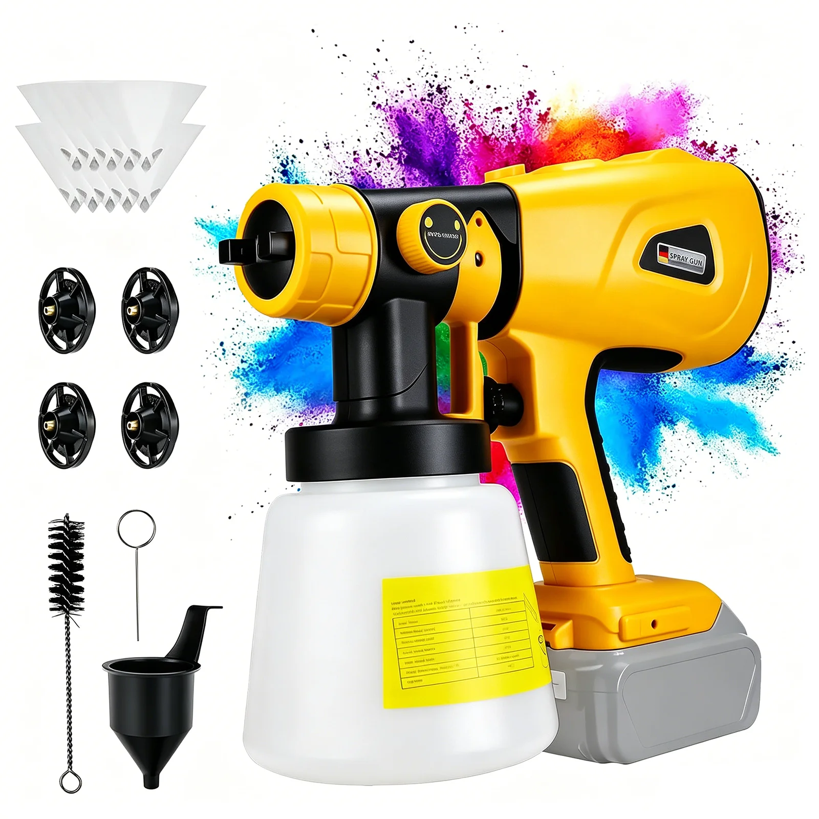 

RexLeLXB 1000ML Cordless Electric Spray Gun HVLP Paint Sprayer Auto Furniture Steel Coating Airbrush For Dewalt 20V Battery Pin